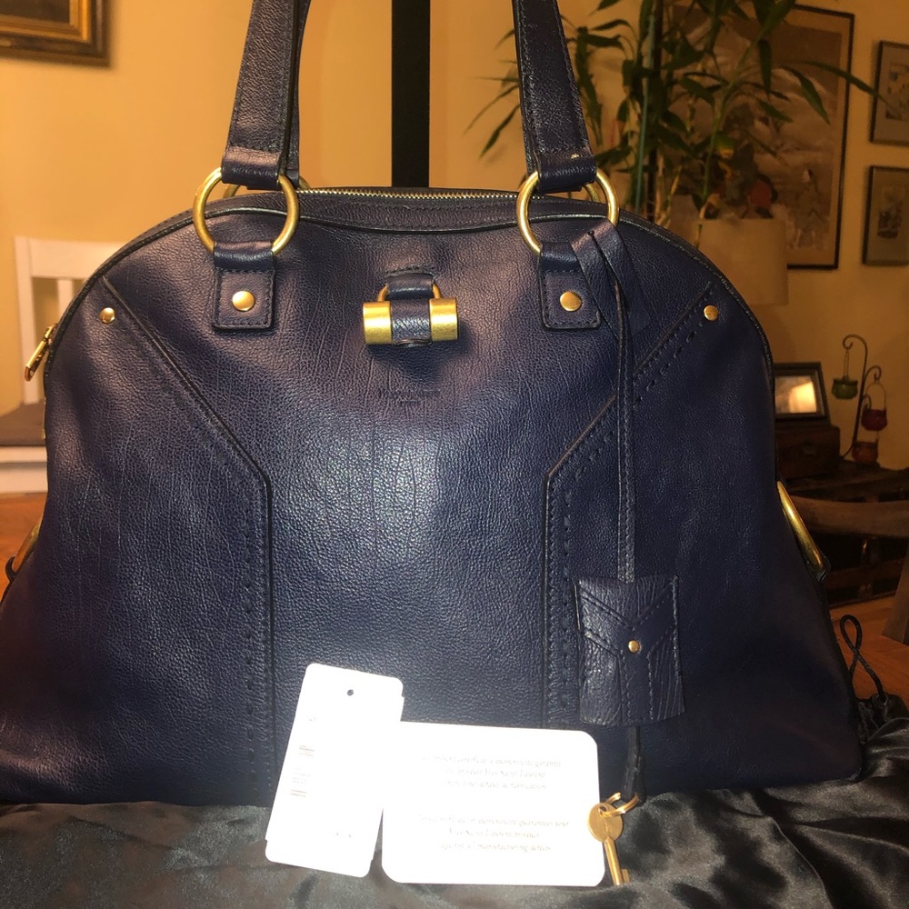 Authentic Large YSL Muse, Navy